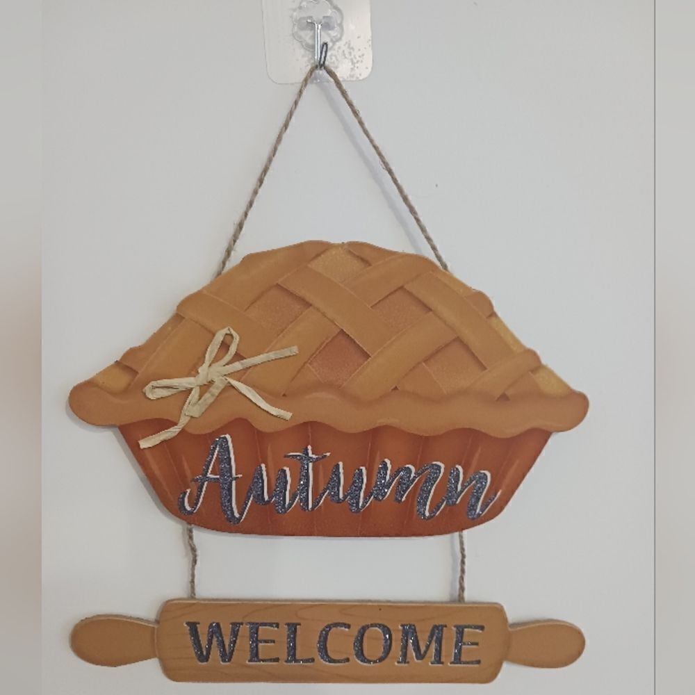 3 for 26 - Fall Hanging Wall Door Sign Holiday Pie Decor